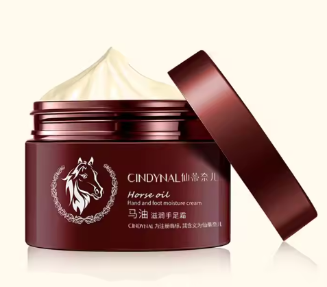 Crème Réparatrice à l'Huile de Cheval pour les Mains, les Pieds et les Talons Secs - Élimination des Peaux Mortes, Peeling, Hydratation et Exfoliation pour le Soin des Pieds